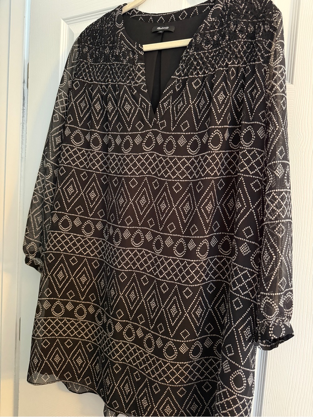 Madewell Mini Dress Black and White Geometric Trim